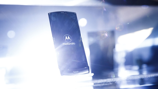 The Motorola Razr smartphone is displayed during an event. Photographer: Patrick T. Fallon/Bloomberg