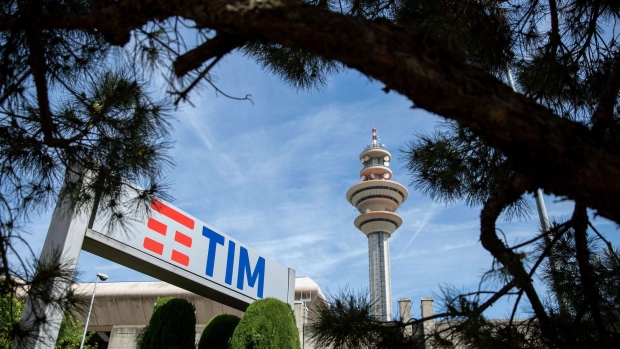A television communications tower stands inside the headquarters of Telecom Italia SpA in Rozzano, near Milan, Italy, on Wednesday May 25, 2016.