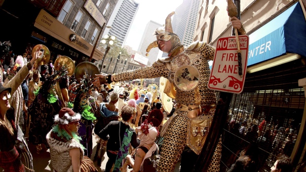 NEW ORLEANS, LOUISIANA - MARCH 05: Members of the Krewe Of Saint Anne march down Royal Street Mardi Gras Day on March 05, 2019 in New Orleans, Louisiana. Mardi Gras, also called Shrove Tuesday, Carnival Tuesday or Pancake Tuesday, is associated with Carnival celebrations in New Orleans, Rio de Janeiro and around the world. (Photo by Sean Gardner/Getty Images) Photographer: Sean Gardner/Getty Images North America