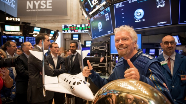 Richard Branson during Virgin Galactic Holdings Inc.'s IPO at the New York Stock Exchange in Oct. 2019. Photographer: Michael Nagle/Bloomberg
