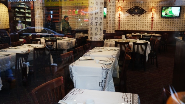 An empty restaurant in New York's Chinatown, Feb. 13.