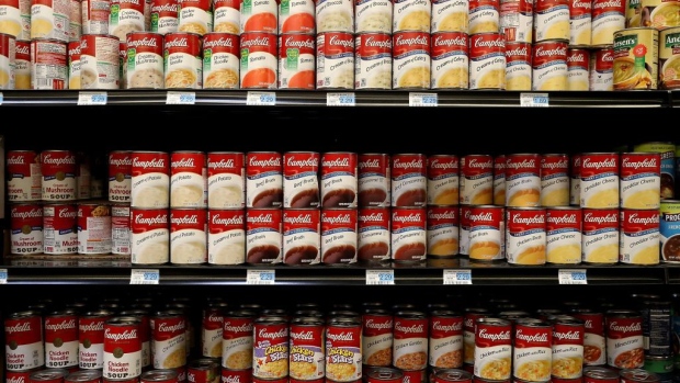SAN RAFAEL, CA - NOVEMBER 21: Cans of Campbell's soup are displayed on a shelf at Marinwood Market on November 21, 2017 in San Rafael, California. Campbell Soup reported disappointing first quarter earnings with revenue of $2.16 billion cmpared to $2.2 billion one year ago. (Photo by Justin Sullivan/Getty Images) Photographer: Justin Sullivan/Getty Images North America