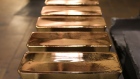 Freshly cast gold ingot bars sit in the foundry at the JSC Krastsvetmet non-ferrous metals plant in Krasnoyarsk, Russia, on Tuesday, Nov. 5, 2019. Gold headed for the biggest weekly loss in more than two years as progress in U.S-China trade talks hammered demand for havens and sent miners’ shares tumbling. Photographer: Andrey Rudakov/Bloomberg