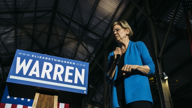 Elizabeth Warren pauses while speaking during a rally in Detroit on March 3. Photographer: Erin Kirkland/Bloomberg