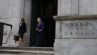 Stephen Poloz, governor of the Bank of Canada, right, and Carolyn Wilkins, senior deputy governor at the Bank of Canada, leave the Bank of Canada building on their way to a press conference at the National Press Theatre in Ottawa, Ontario, Canada, on Wednesday, April 24, 2019. A persistently sluggish global economy and a bleak outlook for the energy sector mean that interest rates won't need to rise as much as the Bank of Canada once thought, even if all economic headwinds eventually dissipate. Photographer: David Kawai/Bloomberg