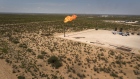 A gas flare is seen in this aerial photograph taken above a field near Mentone, Texas, U.S., on Saturday, Aug. 31, 2019. Natural gas futures headed for the longest streak of declines in more than seven years as U.S. shale production outruns demand and inflates stockpiles. Photographer: Bronte Wittpenn/Bloomberg
