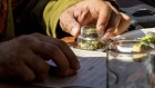A customer holds a jar of marijuana at the Lowell Cafe, a new cannabis lounge in West Hollywood, California, U.S., on Tuesday, Oct. 1, 2019. 