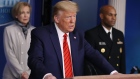 Donald Trump speaks speaks on the latest developments of the coronavirus outbreak, while flanked by White House coronavirus response coordinator Debbie Birx (L), and U.S. Surgeon General Jerome Adams (R), in the James Brady Press Briefing Room at the White House March 19, 2020 in Washington, DC.