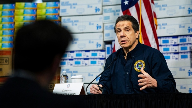NEW YORK, NY - MARCH 24: New York Governor Andrew Cuomo speaks to the media at the Javits Convention Center which is being turned into a hospital to help fight coronavirus cases on March 24, 2020 in New York City. New York City has about a third of the nation’s confirmed coronavirus cases, making it the center of the outbreak in the United States. (Photo by Eduardo Munoz Alvarez/Getty Images)
