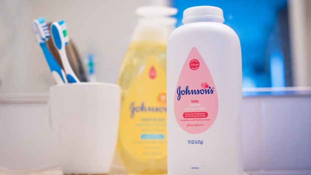 Johnson's baby powder is arranged for a photograph in Hastings on Hudson, New York, U.S., on Tuesday, Jan. 14, 2020. Johnson & Johnson is scheduled to release earnings figures on January 22. Photographer: Tiffany Hagler-Geard/Bloomberg