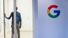 A Google LLC logo sits in a corridor inside the tech giant's office in Berlin, Germany, on Wednesday, May 29, 2019. Google Chief Executive Officer Sundar Pichai turned down a big new grant of restricted stock in 2018 because he felt he was already paid generously, according to a person familiar with the decision. Photographer: Krisztian Bocsi/Bloomberg