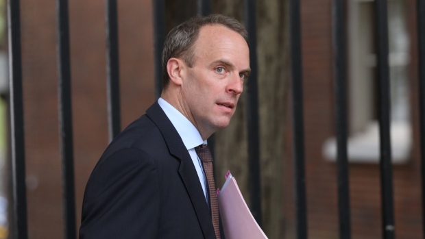 Dominic Raab, U.K. foreign secretary, arrives for a meeting of cabinet ministers at number 10 Downing Street in London, U.K., on Monday, Sept. 2, 2019