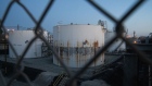 Oil storage tanks are seen at the Marathon Petroleum Corp. Los Angeles Refinery in Carson, California, U.S., on Tuesday, April 21, 2020. U.S. crude futures plunged below zero on Monday for first time. Photographer: Bing Guan/Bloomberg