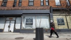 Space available on storefronts is shown on Queen Street in Toronto on Thursday, April 16, 2020