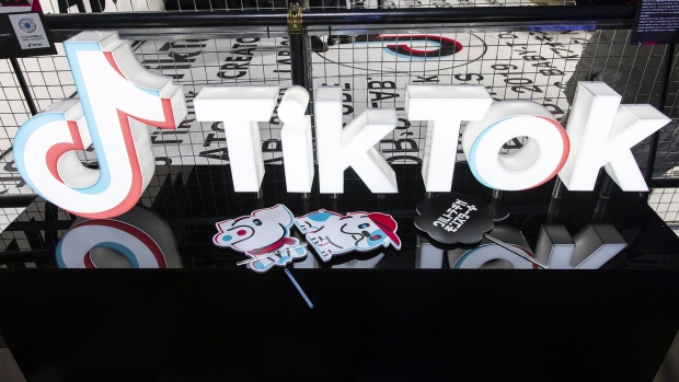 Signage is displayed at the TikTok Creator's Lab 2019 event hosted by Bytedance Ltd. in Tokyo. Photographer: Shiho Fukada/Bloomberg
