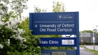 OXFORD, ENGLAND - APRIL 29: A general view of a sign outside of the University of Oxford Old Road Campus in Oxford, England on April 29, 2020. 