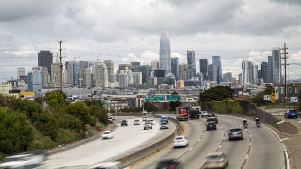 Traffic travels on highway 101 in San Francisco, California, U.S., on Tuesday, May 12, 2020. Gasoline demand is rebounding, suggesting that the car -- at least for now -- is making a comeback. Photographer: David Paul Morris/Bloomberg