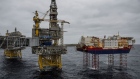 The Haven accommodation jackup rig, owned by Jacktel AS, right, stands connected to the drilling platform, center, on the Johan Sverdrup oil field off the coast of Norway in the North Sea, on Tuesday, Dec. 3, 2019. Sverdrup's earlier-than-expected start in October broke a long trend of underperformance for Norway's overall oil production. Photographer: Carina Johansen/Bloomberg