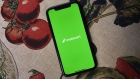 The logo for the Instacart Inc. application is displayed on an Apple Inc. iPhone in an arranged photograph taken in the Brooklyn borough of New York, U.S., on Friday, April 10, 2020. Across the country, millions of consumers are turning to Instacart and other services to fill their fridges via online delivery rather than brave going to a supermarket because of shelter-in-place declarations during the coronavirus pandemic. Photographer: Gabby Jones/Bloomberg