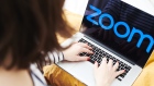 The logo for the Zoom Video Communications Inc. application is displayed on an Apple Inc. laptop computer in an arranged photograph taken in the Brooklyn borough of New York, U.S., on Friday, April 10, 2020. Zoom's shares have soared in 2020 as the popularity of its video conferencing service has grown during a time of widespread lockdowns aimed at stemming the spread of the coronavirus pandemic. Photographer: Gabby Jones/Bloomberg