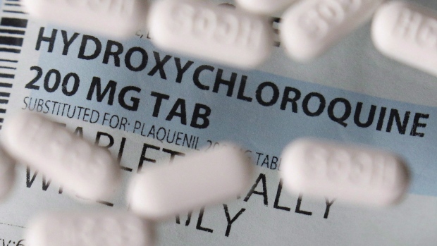 This Monday, April 6, 2020 file photo shows an arrangement of hydroxychloroquine tablets in Las Vega