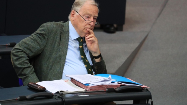 AfD party co-leader Alexander Gauland attends a sitting in the Bundestag in Berlin, on June 18. Photographer: Krisztian Bocsi/Bloomberg