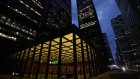 A Toronto-Dominion (TD) Canada Trust bank branch is lit up in the evening in the financial district of Toronto, Ontario, Canada, on Friday, May 22, 2020. Whether the PATH, a subterranean network that provides connections between major commuter stations, over 80 properties, including the headquarters of Canada's five largest banks, and 1,200 retail spots, can return to its glory days will depend initially on how quickly Bay St. firms return workers to their offices.
