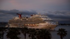 The Carnival Corp. Panorama cruise ship sits docked in Long Beach, California, U.S.