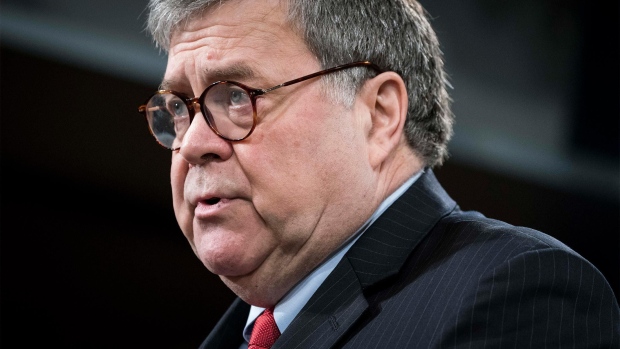 Attorney General William Barr speaks during a news conference at the Department of Justice in Washington, D.C. on Feb. 10, 2020.