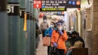 A commuter wearing a protective mask and face shield walks through a subway station platform during morning rush hour in New York , U.S., on Monday, June 22, 2020. No city is more important to Americas economic recovery than New York. The economic output of the New York metro area, estimated at $1.8trillion, rivals that ofentire nations.