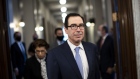 Steven Mnuchin, U.S. Treasury secretary, arrives to a Senate Small Business and Entrepreneurship Committee hearing in Washington, D.C., U.S., on Wednesday, June 10, 2020. The hearing examines the government's virus relief package that offers emergency assistance to small businesses.
