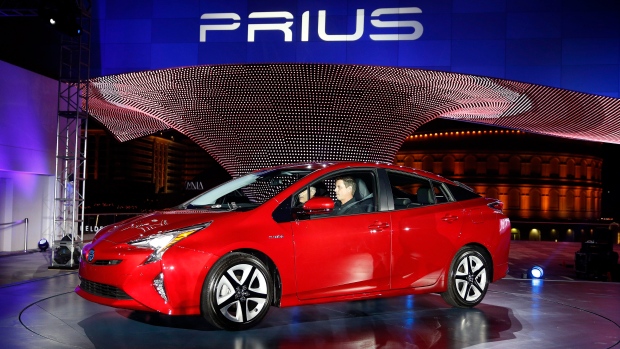 Toyota unveils the latest version of the Prius at an event Tuesday, Sept. 8, 2015, in Las Vegas. 