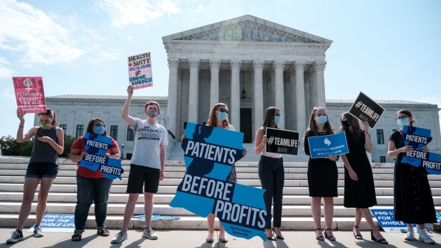 Pro-life activists in front of the U.S. Supreme Court June 25, 2020 in Washington, DC. 