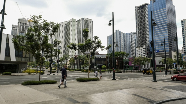 Near empty streets in Bonifacio Global City (BGC) in Metro Manila in March. Photographer: Veejay Villafranca/Bloomberg