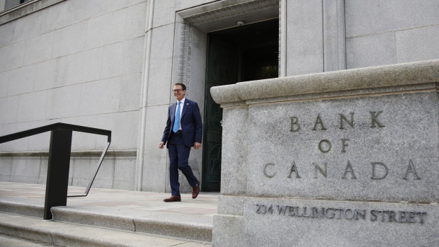 Tiff Macklem, governor of the Bank of Canada, walks out of the Bank of Canada building in Ottawa, Ontario, Canada, on Monday, June 22, 2020. The Canadian dollar rose against the greenback as U.S. stocks looked poised to extend gains with investors betting policy makers won’t shut business activity in spite of rising infections.