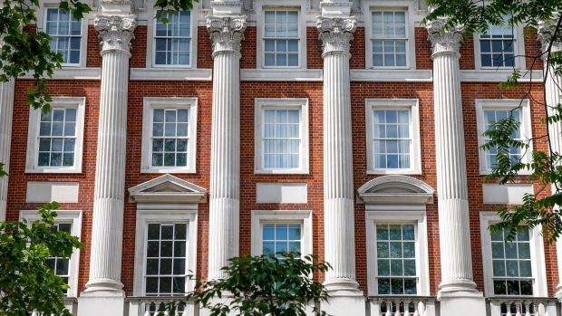 A property stands in Grosvenor Square in the Mayfair district of London, U.K., on Tuesday, May 12, 2020. The pandemic has crushed hopes of a recovery in Londons housing market after years of sustained declines.