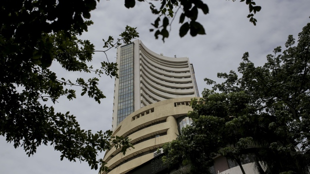 The Bombay Stock Exchange (BSE) building stands in Mumbai, India, on Monday, July 6, 2020. The Sensex is headed for a four-month high, even as India overtook Russia to become the country with the third-largest caseload of coronavirus infections. Only the U.S. and Brazil now have more infections than India.