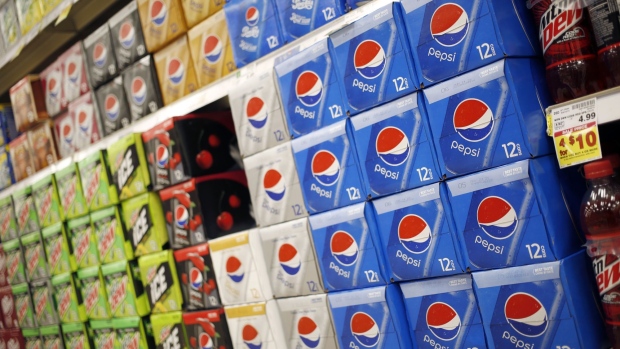 Cases of PepsiCo Inc. Pepsi brand beverages are displayed for sale at a grocery store in Louisville, Kentucky, U.S., on Tuesday, Sept. 24, 2019. PepsiCo Inc. is scheduled to release earnings figures on October 3. Photographer: Luke Sharrett/Bloomberg