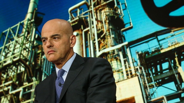 Claudio Descalzi, chief executive officer of Eni SpA, listens during a Bloomberg Television interview in New York, U.S., on Wednesday, Oct. 18, 2017. Descalzi discussed Bridgewater's short against Italy and Eni.
