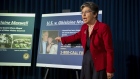 Audrey Strauss, acting U.S. Attorney for the Southern District of New York, points to a photograph of Ghislaine Maxwell and Jeffrey Epstein during a news conference at the U.S. Attorney's Office in New York, U.S., on Thursday, July 2, 2020. Ghislaine Maxwell, a longtime associate of disgraced money manager Jeffrey Epstein, was arrested and charged with conspiracy and enticing minors to engage in sex. Photographer: Michael Nagle/Bloomberg