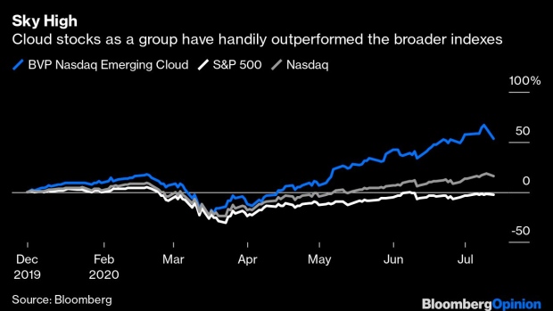 The bubble could be in the cloud. Photographer: Bloomberg/Bloomberg