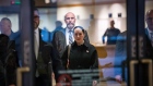Meng Wanzhou, chief financial officer of Huawei Technologies Co., exits the Supreme Court after an extradition hearing in Vancouver, British Columbia, Canada, on Thursday, Jan. 23, 2020. The first round of extradition hearings for Wanzhou finished on Thursday with no immediate ruling.