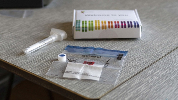 A 23andMe Inc. DNA genetic testing kit. Photographer: Cayce Clifford/Bloomberg