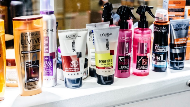 Hair and skin products sit on display at the new L\'Oreal SA Research and Innovation Center in Johannesburg, South Africa, on Friday, Nov. 4, 2016. The world’s biggest maker of beauty products is hoping to capture a market that it estimates at 100 million middle-class consumers.