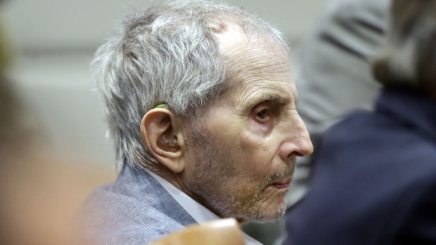 Robert Durst looks on during his murder trial on March 10, 2020 in Los Angeles.