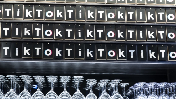 Signage is displayed at the TikTok Creator's Lab 2019 event hosted by Bytedance Ltd. in Tokyo, Japan, on Saturday, Feb. 16, 2019. TikTok is a subsidiary of a Beijing startup Bytedance that's built a collection of valuable apps in China powered by vast troves of data and sophisticated artificial intelligence. Photographer: Shiho Fukada/Bloomberg