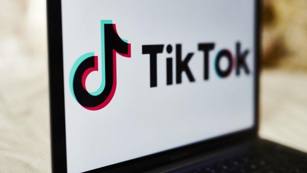 Signage for ByteDance Ltd.'s TikTok app is displayed on a laptop computer in an arranged photograph taken in the Brooklyn borough of New York, U.S., on Wednesday, July 1, 2020.