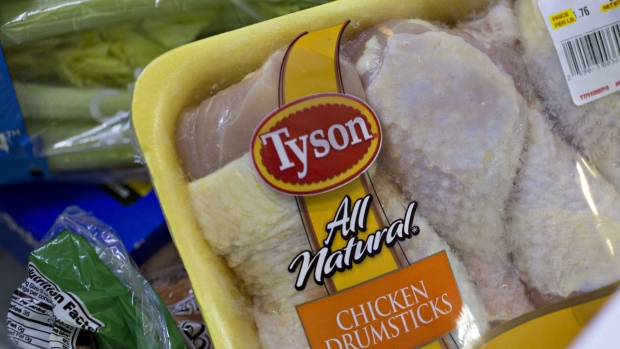 A package of Tyson Foods Inc. chicken is arranged for a photograph in Tiskilwa, Illinois, U.S., on Thursday, May 5, 2016. Photographer: Daniel Acker