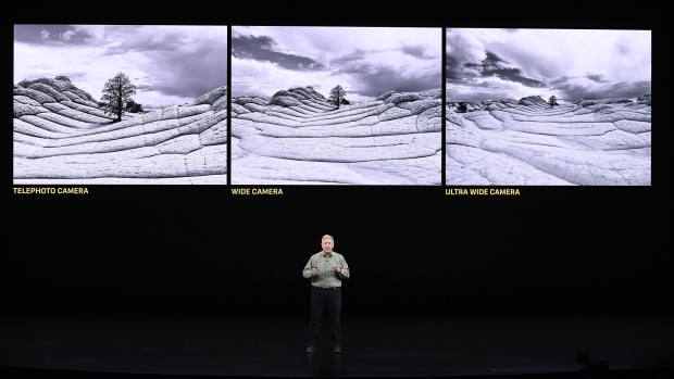 Phil Schiller, senior vice president of worldwide marketing at Apple Inc., speaks about iPhone Pro during an event at the Steve Jobs Theater in Cupertino, California, U.S., on Tuesday, Sept. 10, 2019. Apple unveiled the iPhone 11 that will replace the XR and start at $699.
