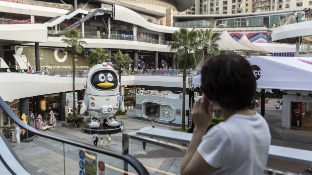 A Tencent Holdings Ltd.'s QQ penguin mascot stands in Shenzhen, China, on Thursday, Aug. 15, 2019. China plans to let Shenzhen City, which borders Hong Kong, play "a key role" in science and technology innovation in the Guangdong-Hong Kong-Macau Greater Bay Area, according to state media. Photographer: Qilai Shen/Bloomberg